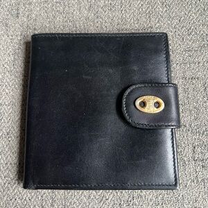 Celine black Leather Wallet with Gold Accent